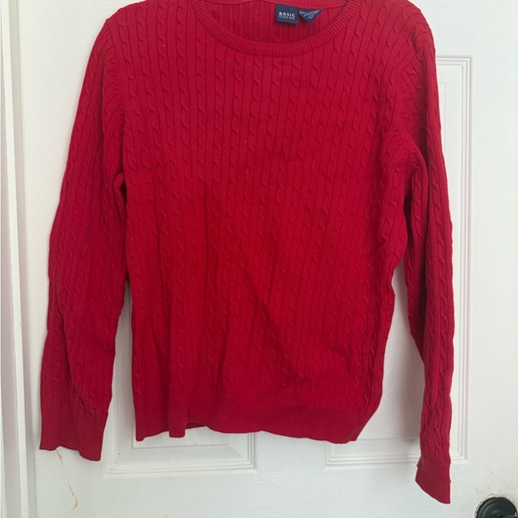 Basic Editions Women's Long Sleeves Red Cotton Sweater Pullover Size L - Picture 2 of 7